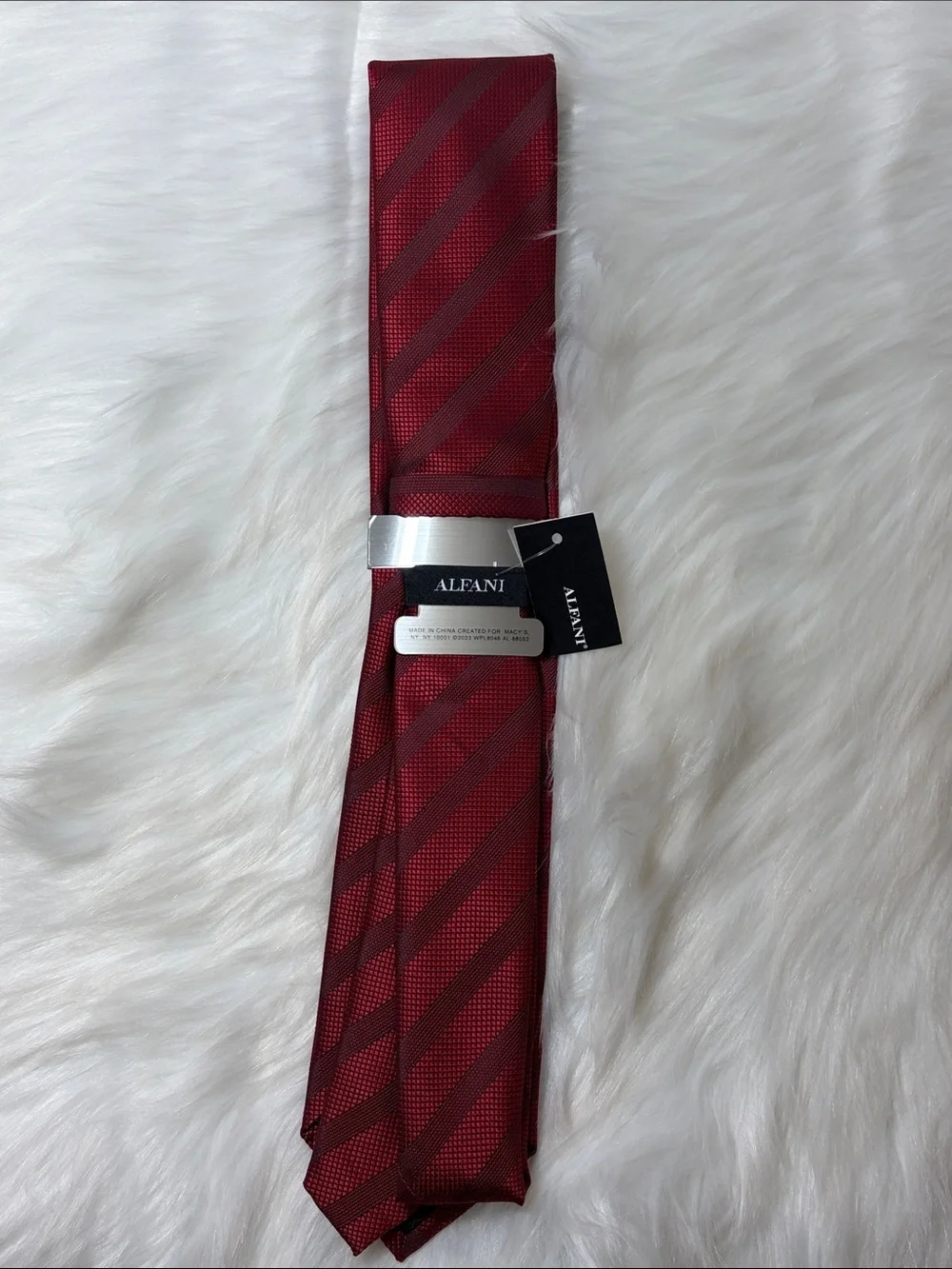 NWT Alfani Red Sidney Stripe Diagonal Tie